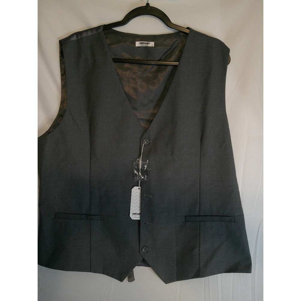 COOFANDY Mens Gray Vest Suit Dress Slim Fit Formal Business Waistcoat XL NWT‎
